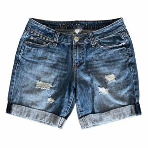 🌺 Lauren Conrad Mid Rise Cuffed Distressed Jean Shorts Size 4